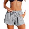 CUPSHE Women’s Casual Shorts Striped High Waisted Summer Beach Cover Up Shorts with Pockets(Black)