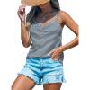 CUPSHE Women’s Casual Tanks Sleeveless Striped Basic Tank Top Henley Blouses(Navy&white Stripe)