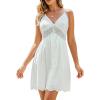 CUPSHE Women’s Cotton Summer Dresses Causal Halter Backless V Neck Sleeveless Lace Cutout Mini Dress(White)