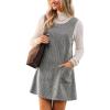 CUPSHE Women’s Fall Dresses Houndstooth Pinafore Dress Side Buttons Crewneck Plaid Overall Mini Dress with Pockets(Black)