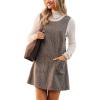 CUPSHE Women’s Fall Dresses Houndstooth Pinafore Dress Side Buttons Crewneck Plaid Overall Mini Dress with Pockets(Brown)