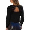 CUPSHE Women’s Fall Dresses Lace Open Back Long Sleeve V Neck Cut Out Backless Knit Top(Black)