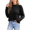 CUPSHE Women’s Fall Long Sleeve Mock Neck Ribbed Knit Chunky Casual Soft Pullover Sweater Tops(Black)