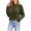 CUPSHE Women’s Fall Long Sleeve Mock Neck Ribbed Knit Chunky Casual Soft Pullover Sweater Tops(Green)