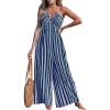 CUPSHE Women’s Jumpsuits Halter Neck Sleeveless Wide Leg Overall Backless Outfit Casual Beach(Blue)