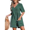 CUPSHE Women’s Jumpsuits V-Neck Wide Leg Romper Short Sleeves Overall with Front Pockets Outfit Casual Beach(Green)