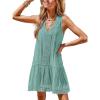 CUPSHE Women’s Lace Bathing Suit Cover Up Sleeveless V-Neck Swimsuit Coverup Ruffle Swimwear Beach Dress(Green)