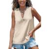 CUPSHE Womens Lace Top V Neck Sleeveless Summer Beach Tank Top Blouse Shirt(Beige)