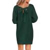 CUPSHE Womens Long Sleeve Sweater Dress V Neck Loose Fit Ribbed Knit Pullover Mini Dress Fall Outfit(Olive Green)