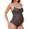 CUPSHE Women’s Maternity One Piece Swimsuit Adjustable Strap Ruched Shell Stitched Back Cutout Bathing Suit for Pregnancy(Taupe)