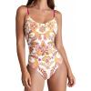 CUPSHE Women’s One Piece Swimsuit Scoop Neck Bathing Suit Crisscross Self Tie Spaghetti Straps(Coral Pink Floral)