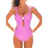 CUPSHE Women’s One Piece Swimsuit Sweetheart Neck Keyhole Bathing Suit Ruching Cutout Back Wide Straps Adjustable(Bright Pink)