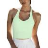 CUPSHE Womens Open Back Sports Bra Halter Crop Tops Workout Gym Fitness Bra with Removable Pads(Bright Green)
