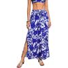 CUPSHE Women’s Pants Waist Tied Split Hem Floral Cover-Up Pants Casual Vacation(Blue)