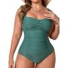 CUPSHE Women’s Plus Size One Piece Swimsuit Sweetheart Neck Wrapped Bathing Suit Ruched Adjustable Straps Swimwear(Teal)