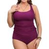 CUPSHE Women’s Plus Size Tankini Sets Scoop Neck Two Piece Swimsuits Crisscross Back Strappy Adjustable(Fuchsia Red)