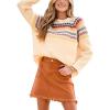 CUPSHE Women’s Pullover Sweaters Long Sleeve Geo Pattern Chunky Knit Pullover Tops(Apricot)