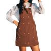 CUPSHE Women’s Pumpkin Corduroy Overall Dress Fall Harvest Pinafore Dress Square Neck Side Pockets Casual Mini Jumper(Pumpkin Patch Brown)