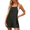 CUPSHE Women’s Romper Square Neck Denim Pocket Pinafore Jumpsuits Sleeveless Overall Wide Leg Outfit Casual Dressy(Black)