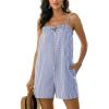 CUPSHE Womens Rompers Summer Casual Loose Sleeveless Overalls Striped Shorts Jumpsuit Beach Vacation Outfits(Blue Striped)