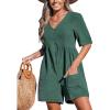 CUPSHE Women’s Rompers V-Neck Wide Leg Romper Short Sleeves V Neck Jumpsuits Wide Leg Overall Pockets Outfit Casual Beach,M, Medium, Green