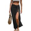 CUPSHE Women’s Sarong Cover Ups Swimsuit Wrap Skirt Self Tie Beach Cover Up Ruffle Wraps One Size(Black)