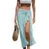 CUPSHE Women’s Sarong Cover Ups Swimsuit Wrap Skirt Self Tie Beach Cover Up Ruffle Wraps One Size(Light Cyan)