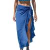 CUPSHE Women’s Sarong Cover Ups Swimsuit Wrap Skirt Self Tie Beach Cover Up Ruffle Wraps One Size(Royal Blue)