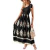 CUPSHE Women’s Smocked One Shoulder Summer Dresses Sleeveless Vacation Maxi Dress Long Beach Sundress(Black)