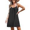 CUPSHE Women’s Spaghetti Strap Swimsuit Cover Ups Sleeveless Beach Swim Basic Tshirt Dress(Black)