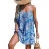 CUPSHE Women’s Spaghetti Strap Swimsuit Cover Ups Sleeveless Beach Swim Basic Tshirt Dress(Blue Tropic)