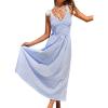 CUPSHE Women’s Striped Summer Dress Smocked Sleeveless Casual Maxi Dresses Vacation Long Flowy Sundress(Blue)