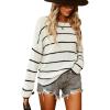 CUPSHE Women’s Striped Sweaters Long Sleeve Boat Neck Colorblock Knitted Pullover Sweater Tops(Black&white)