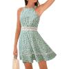 CUPSHE Women’s Summer Dresses Ditsy Floral Halter Cutout Beach Vacation Mini Dress(Green)