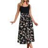 CUPSHE Women’s Summer Dresses Floral Tie Back Backless Square Neck Elastic Waist Midi Dress(Black Floral)
