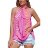 CUPSHE Womens Summer Halter Tops Sleeveless Floral Tropical Vacation Beach Cover-Up Top Shirt Blouse(Pink)