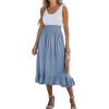 CUPSHE Women’s Summer Midi Dresses Sleeveless Tank Smocked Beach Vacation Hawaiian 2025 Flowy Sundress(Blue)