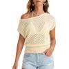 CUPSHE Womens Summer Sweater Cap Sleeve Knit Sweater Cute Beach Vacation Clothes(Beige)