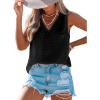 CUPSHE Women’s Summer Tank Top Lace V Neck Sleeveless Back Open T Shirts Loose Fit Flowy Blouses Trendy Vacation Outfits(Black)