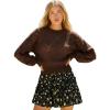 CUPSHE Womens Sweater Long Sleeve Crewneck 2025 Lightweight Trendy Crochet Sweaters Top(Cocoa Brown)