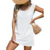 CUPSHE Women’s Swimsuit Cover Up Tank Sleeveless Summer Mini Dresses Beach Basic(White)