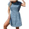 CUPSHE Women’s Swimsuit Coverup Swim Beach Cover Ups Short Sleeve Smocked Waist Summer Mini Dress(Blue)