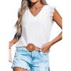 CUPSHE Womens Top Eyelet Lace V Neck Flutter Sleeve Blouse Casual Hollow Out Shirts Loose Trendy(White)