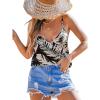CUPSHE Women’s Top V Neck Sleeveless Low Back Tropical Cover-Up Top Casual Vacation(Black)