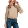 CUPSHE Womens Top Woven Mock Neck Puff Long Sleeves Buttons Blouse Casual Loose(Khaki)