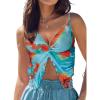 CUPSHE Women’s V Neck Sexy Crop Top Twist Front Beach Top Spaghetti Strap Cami Tops(Blue)