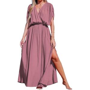 CUPSHE Women Bathing Suit Cover Up Swimsuit Crochet Cover-Up Swimwear Beach Dress Vacation Outfits(Brick)