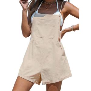 CUPSHE Women’s Sleeveless Casual Loose Lace Up Mini Jumpsuit Elastic Waist Stretchy Romper Jumpsuit(Cream)
