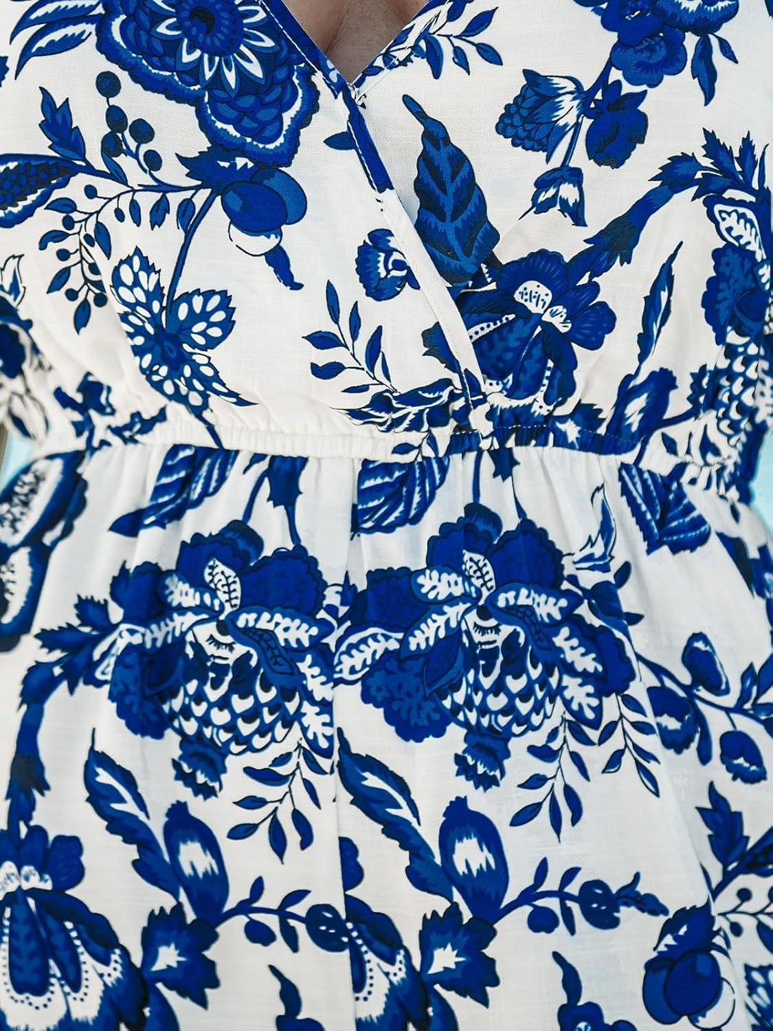 imageCUPSHE Womens Floral Sleeveless Spaghetti Strap Wrap Romper Casual Loose JumpsuitBlue
