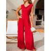 CUPSHE One Piece Jumpsuits for Women Summer Sexy Crowl Neck Sleeveless Casual Overalls Rompers Wide Leg Pant Vacation Outfits(Red)